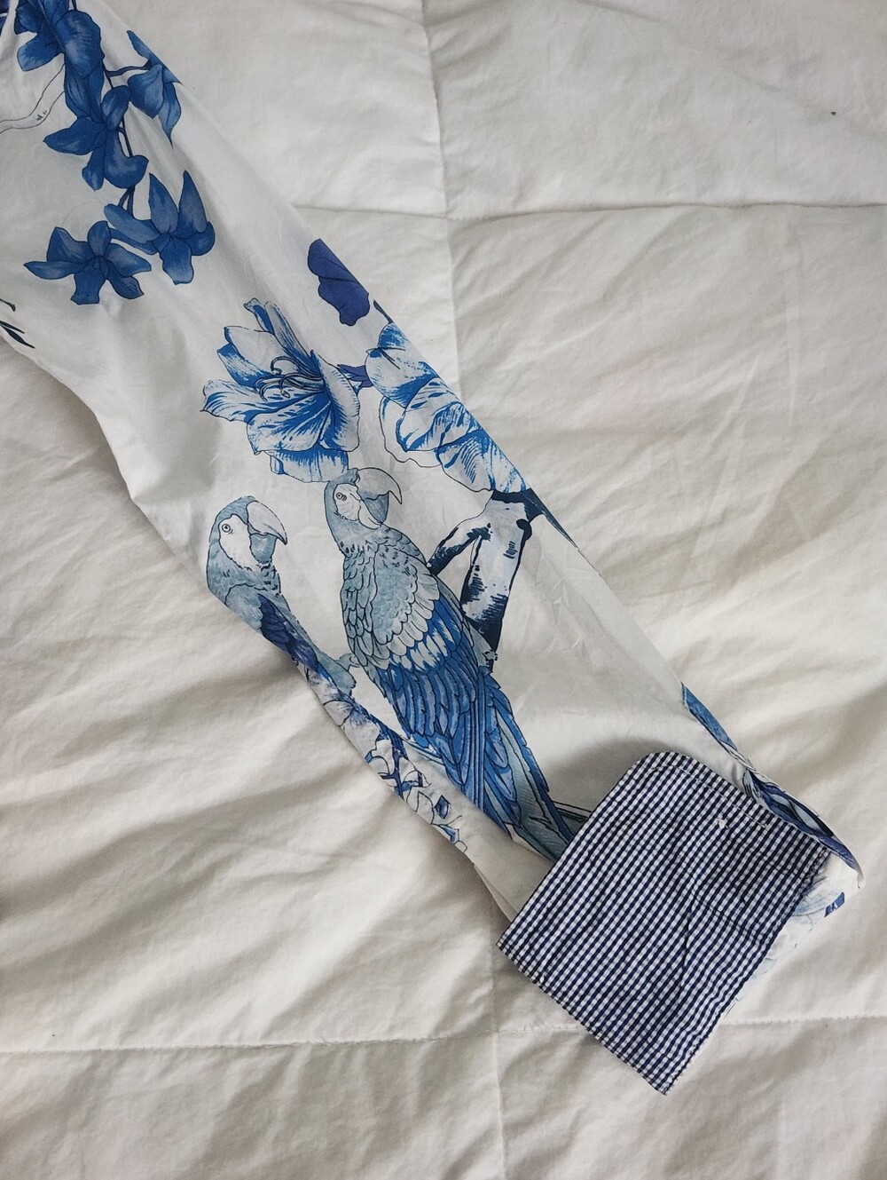 etro blouse Shirt Womens 44 Long Sleeve Tropical Print Blue White - Picture 4 of 7